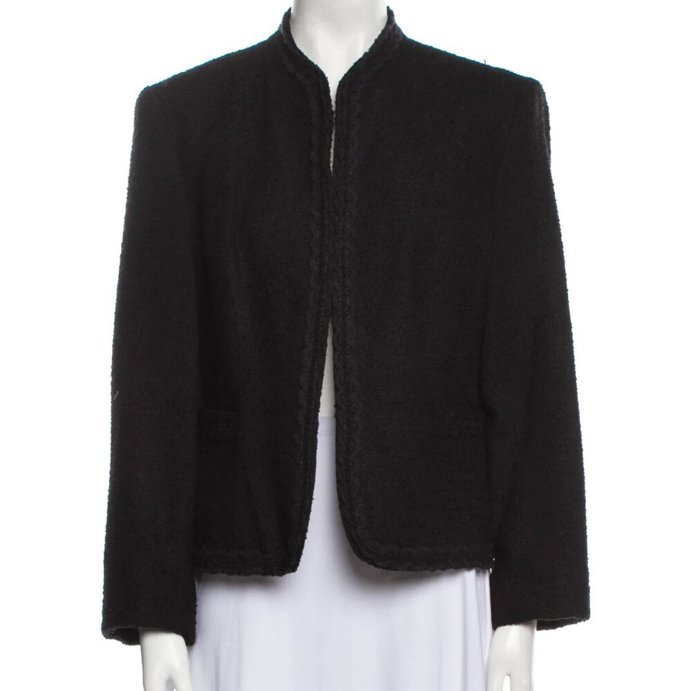 Oscar de la Renta sz 6 black 100% wool tweed blazer - summer 2008 collection